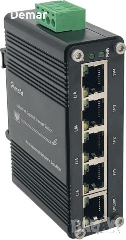 Мини индустриален 5-портов Gigabit Ethernet комутатор, снимка 2 - Мрежови адаптери - 41421542