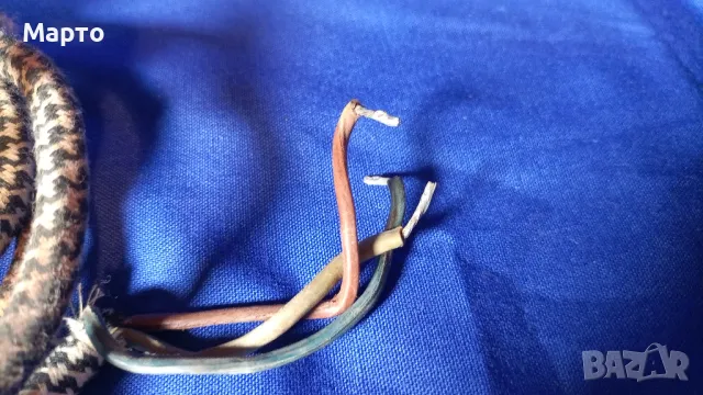 Стар, ретро, кабел, троен, многожилен, текстилна оплетка, снимка 5 - Антикварни и старинни предмети - 50189287