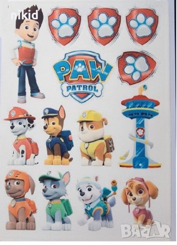 Пес Патрул Paw Pes Patrol ядливи ядивни фонданова хартия фондан за украса торта мъфини топери принт