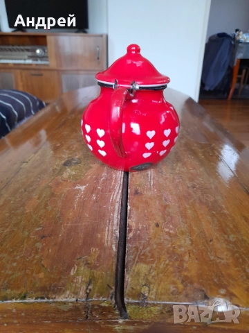 Стар емайлиран чайник #34, снимка 4 - Други ценни предмети - 52171068