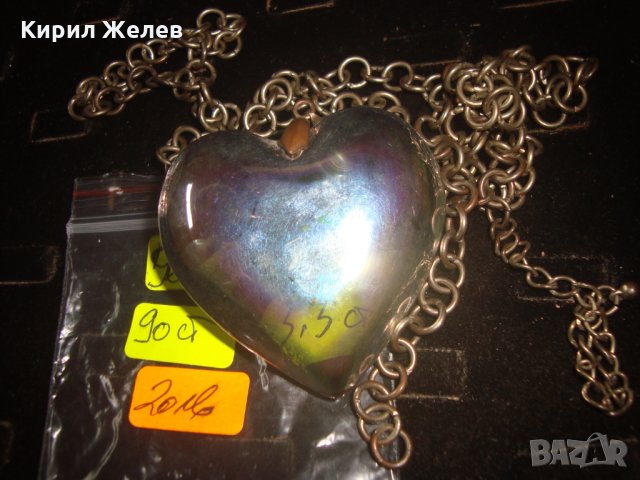 СТАР СЪРЦЕВИДЕН ВИНТИДЖ МЕДАЛЬОН КОЛИЕ ЦВЕТЕН КРИСТАЛ БРОНЗ ВЕРИЖКА МНОГО КРАСИВО КОЛИЕ 24791, снимка 8 - Колиета, медальони, синджири - 34507773