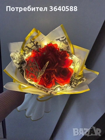 Сатенени рози, снимка 3 - Изкуствени цветя - 53020179