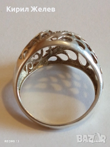 Модерен сребърен пръстен ажурна декорация и инкрустирани камъни Цирконий 52760, снимка 9 - Пръстени - 53069499