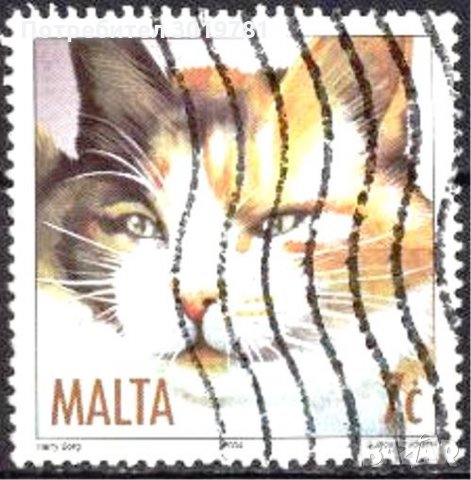Клеймована марка Фауна Котка 2004 от Малта, снимка 1 - Филателия - 35939022