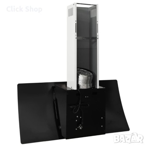 Стенен абсорбатор, 90 см, стомана и закалено стъкло, черен, снимка 6 - Абсорбатори - 40981318