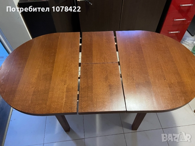 Продавам дървена овална маса за хранене, която се разтега., снимка 4 - Маси - 52722913