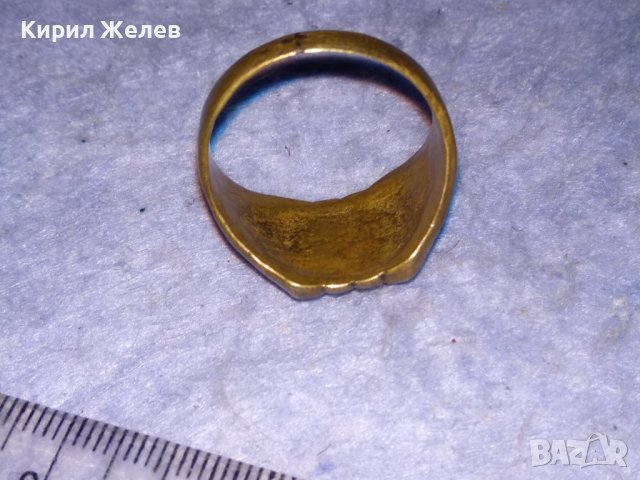 СТАРИНЕН ОРНАМЕНТИРАН БРОНЗИРАН КЛАСИЧЕСКИ РЕТРО ПРЪСТЕН с ФАСЕТИРАН КРИСТАЛ  РЪЧНА ИЗРАБОКА 29670, снимка 10 - Антикварни и старинни предмети - 40552649