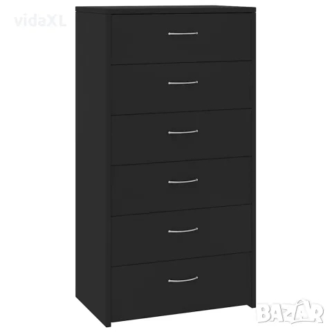 vidaXL Бюфет с 6 чекмеджета, черен, 50x34x96 см, инженерно дърво