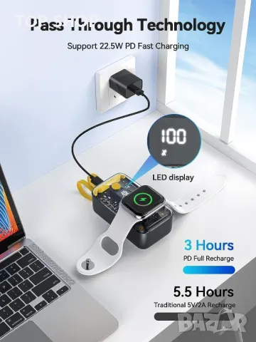 NEWDERY Power Bank за Apple Watch 9/Ultra и iРhone 10000mAh, 22.5W, снимка 5 - Външни батерии - 49629166