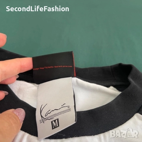 Мъжка тениска Karl Kani x Stranger Things с изображение на демон, памучна, размер M, снимка 4 - Тениски - 52283318