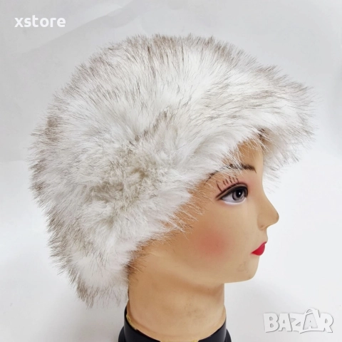 Дамска шапка с дълъг пухкав косъм – топлина и класа през зимата, снимка 9 - Шапки - 52796210