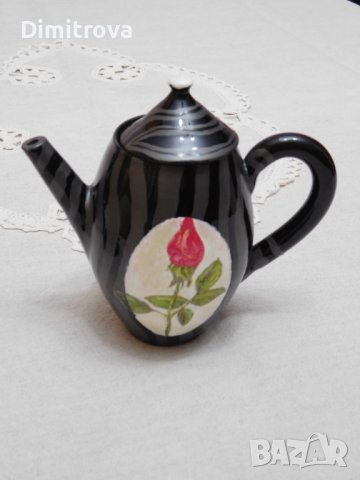 Ръчно рисуван керамичен комплект за кафе., снимка 6 - Сервизи - 42263082