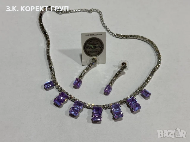 Комплект колие и обеци с кристали Swarovski, снимка 3 - Бижутерийни комплекти - 50842348