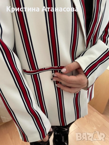 Красиво сако на черти - размер XL , снимка 6 - Сака - 52418355