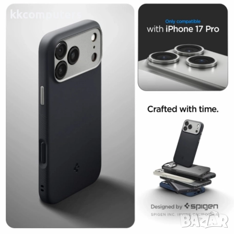 Оригинален кейс Spigen Nano Pop MagSafe, За iPhone 17 Pro (6.3), Черен и Протектор, снимка 10 - Резервни части за телефони - 52490532