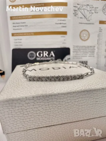 Сребърна гривна с мойсанит (Диамант), снимка 4 - Гривни - 49718173