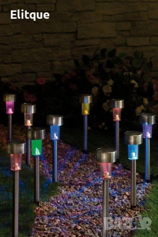 Комплект от 6 броя соларни градински LED лампи за алеи и зони