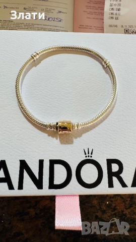 Чисто нова гривна Pandora с 14 к златна закопчалка, снимка 2 - Гривни - 52926598