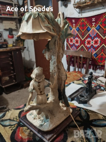  Страхотна Порцеланова Винтидж Настолна Лампа, снимка 8 - Настолни лампи - 53423921