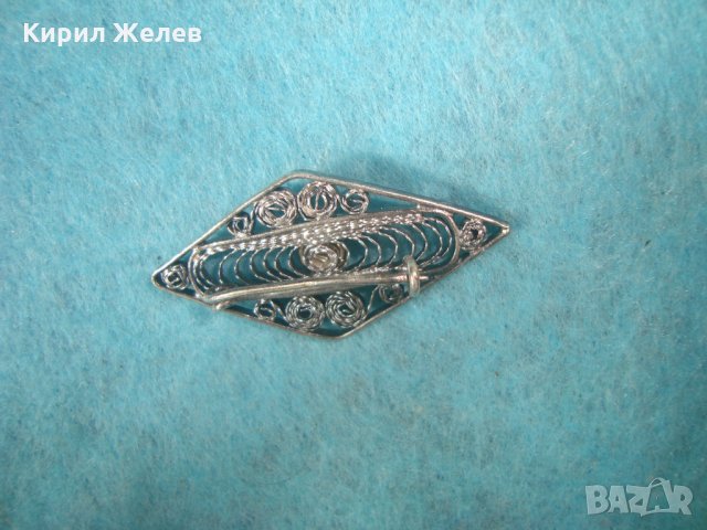 СТАРА СРЕБЪРНА РОМБОВИДНА БРОШКА ФИЛИГРАННО СРЕБРО ВИСОКА ПРОБА МАЙСТОРСКА ИЗРАБОТКА с ЦИРКОН 25842 , снимка 7 - Антикварни и старинни предмети - 35745609