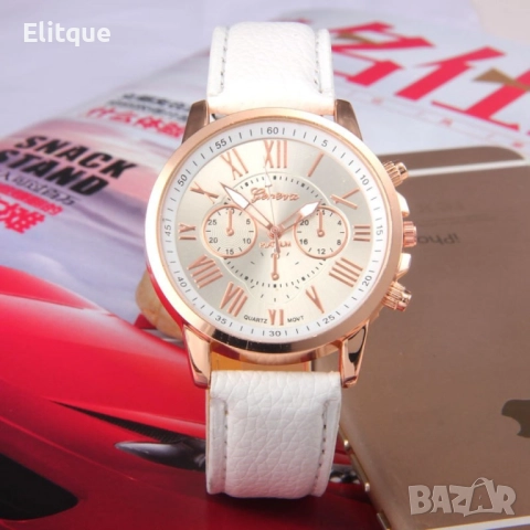 Дамски кварцов часовник с к. верижка, различни цветове Цвят на часовника: бял, лилав, син, черен, ро, снимка 2 - Дамски - 52819431