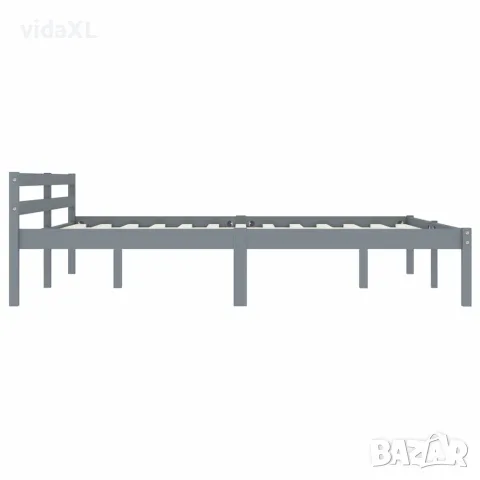 vidaXL Рамка за легло, сива, бор масив, 160x200 см, снимка 4 - Спални и легла - 56146571