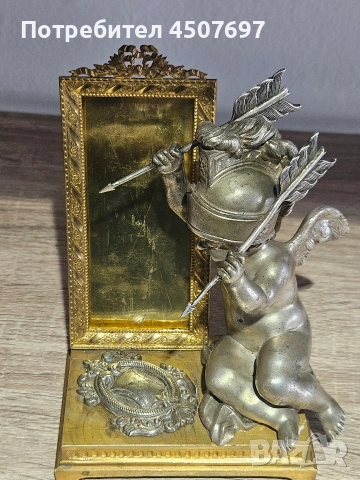 изящно бронзова Настолна рамка на  Купидон от 19 - ти век., снимка 7 - Антикварни и старинни предмети - 53793166