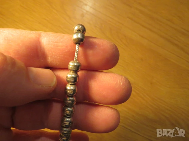 Старинна османска сребърна  броеница  молитвена броеница с 33 мъниста сребро турска броеница