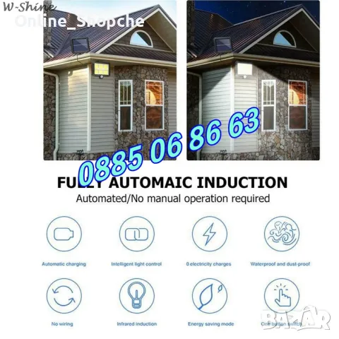 LED соларна лампа с отделен соларен панел, кабел 5 м/соларен прожектор, снимка 6 - Соларни лампи - 50300363