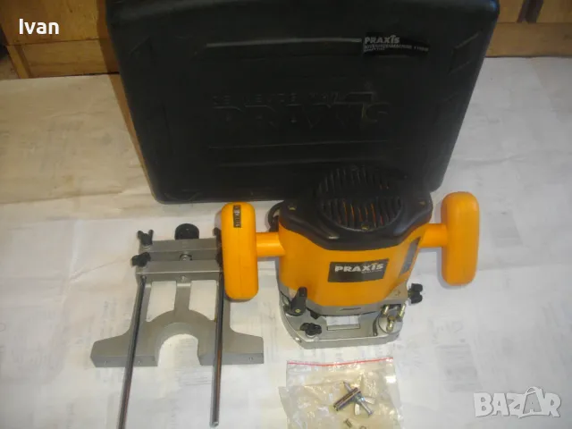 PRAXIS НИДЕРЛАНДСКА ОРИГИНАЛНА ОБЕРФРЕЗА 1100 ВАТА С ВОДАЧ И КУФАР ХОД 50мм за фрезер до ф35мм, снимка 2 - Други инструменти - 48540389