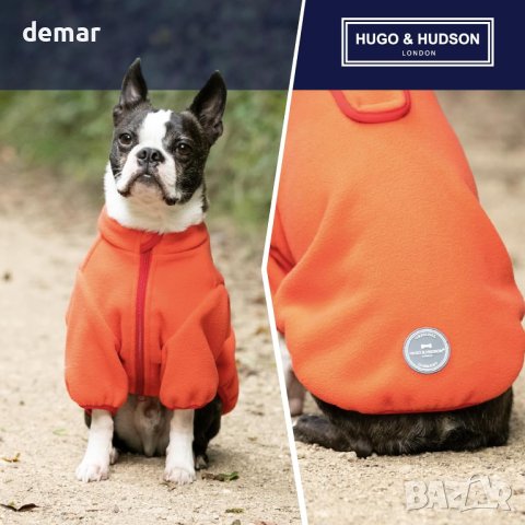 HUGO & HUDSON Поларено яке за кучета, ветроустойчиво, топло, с отвор за повод, оранжево, M50, снимка 6 - За кучета - 44151588