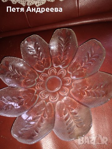 Стъклена фруктиера във формата на цвете, снимка 2 - Чинии - 40846205