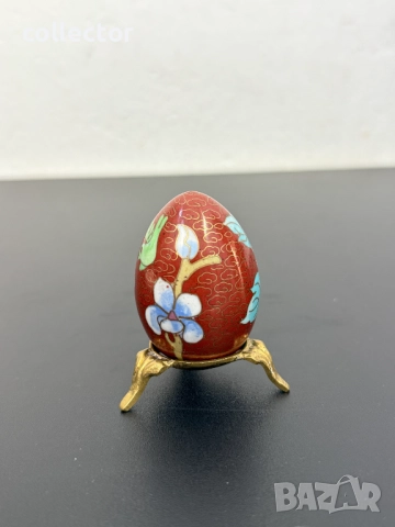 Декоративно яйце, изработено в техниката клоазоне. №7712, снимка 3 - Антикварни и старинни предмети - 52737303