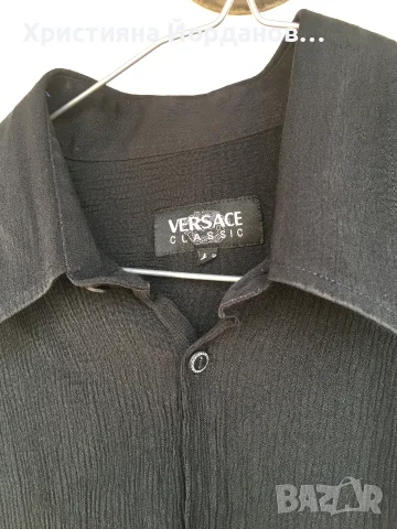 Черна риза от Versace в отлично състоян, снимка 6 - Ризи - 56099455