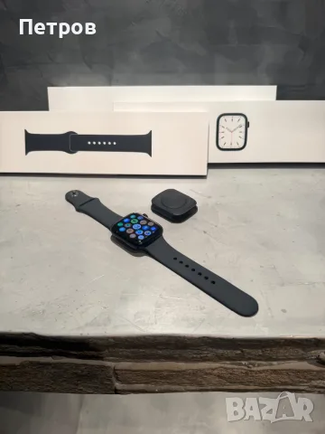100% батерия! КАТО ЧИСТО НОВ Apple Watch 7 45 mm GPS Midnight, снимка 8 - Смарт часовници - 56075566