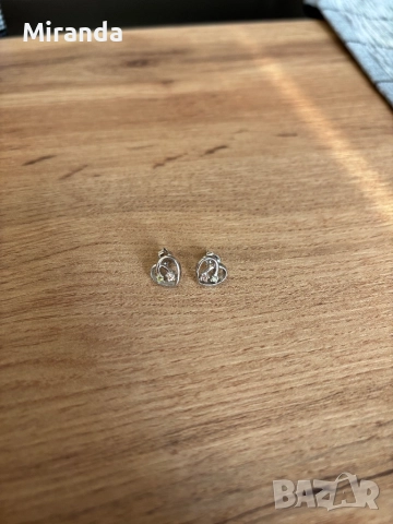 Сребърни Обици на винт сърца с камъчета , снимка 3 - Обеци - 52152016