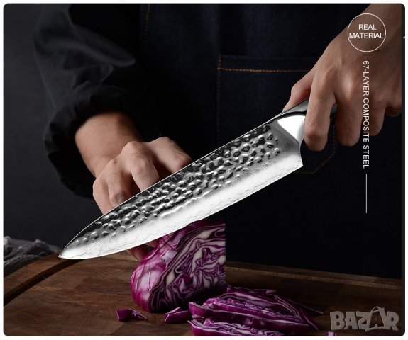 Професионален Нож от Дамаска стомана., снимка 4 - Прибори за хранене, готвене и сервиране - 19186192