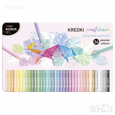 Пастелни цветни моливи 36 цвята Kidea, триъгълни 085408