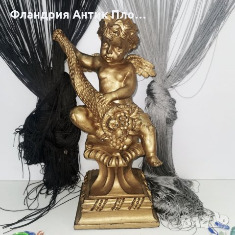 Голяма пластика - Ангелче в цвят злато , снимка 2 - Статуетки - 34772642