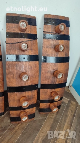 Полилеи от автентични реставрирани дъбови бъчви с ръчно изработени дървени чашки , снимка 16 - Полилеи - 50874496