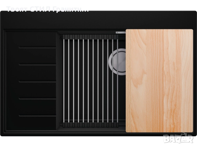 Черна гранитна кухненска мивка Сидни 780-60 Ergo Multilevel 780х500, снимка 10 - Мивки - 51918220