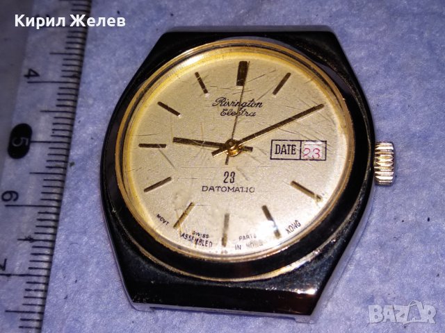 RIVINGTON ELECTRA 23 DATOMATIC МАРКОВ ПОЗЛАТЕН МЕХАНИЧЕН ЧАСОВНИК РАБОТЕЩ ХОНГ КОНГ ШВЕЙЦАРИЯ 37123, снимка 4 - Мъжки - 40197980