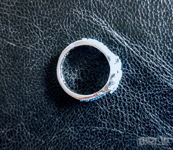 Нежен дамски пръстен с аквамарини и топази, снимка 4 - Пръстени - 33886180