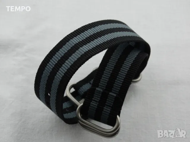 КАИШКА ZULU- ЧЕРЕН / СИВ -18мм + ПОДАРЪК, снимка 4 - Каишки за часовници - 48202625