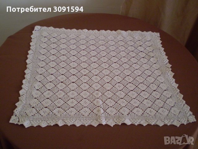 Ретро плетена на една кука малка покривка цвят слонова кост , снимка 3 - Антикварни и старинни предмети - 35778487