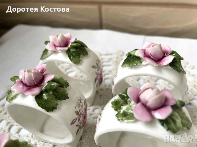 ROYAL ALBERT красиви пръстени за салфетки от костен порцелан от Англия, снимка 2 - Антикварни и старинни предмети - 52336298