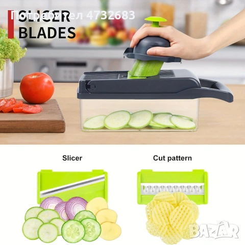 16 в 1 Ръчен Чопър за Зеленчуци с Контейнер и Рендета, снимка 7 - Аксесоари за кухня - 53573604