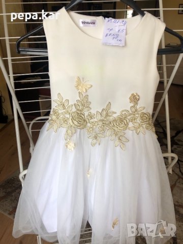 Рокля за принцеса, бяла със златна 3D бродерия, снимка 7 - Детски рокли и поли - 40828777