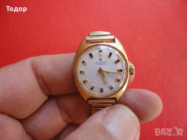 Дамски позлатен часовник Junghans 17 Jewels Germany, снимка 8 - Дамски - 56205021