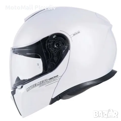 Каска модуларна MT Gecko бял гланц/черен мат мото мотор S/M/L/XL, снимка 6 - Аксесоари и консумативи - 49128699